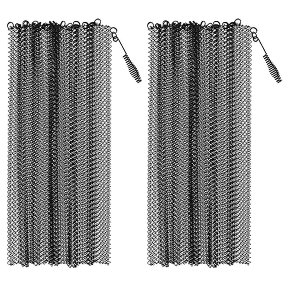 2 Pcs Heavy Fireplace Mesh Screens Outdoor Curtains Decorations Iron Fireplaces