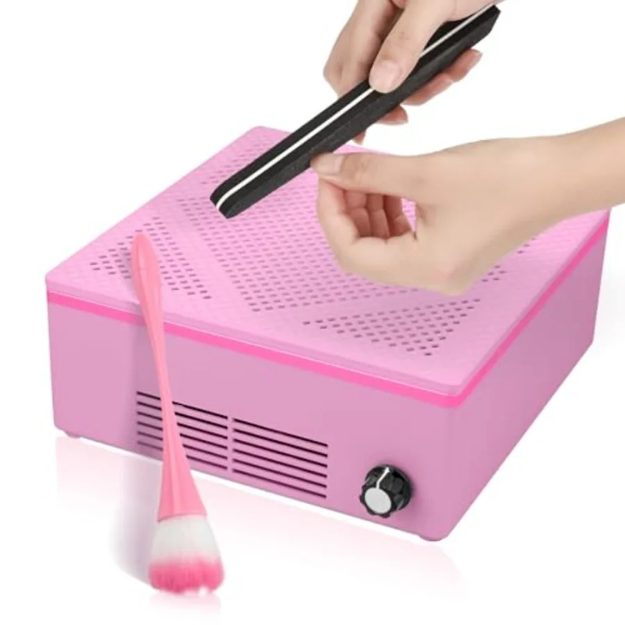 

120W Pink Nail Dust Collector Powerful Nail Vacuum for Acrylic Gel Nails Polishing Low Noise Salon at Home