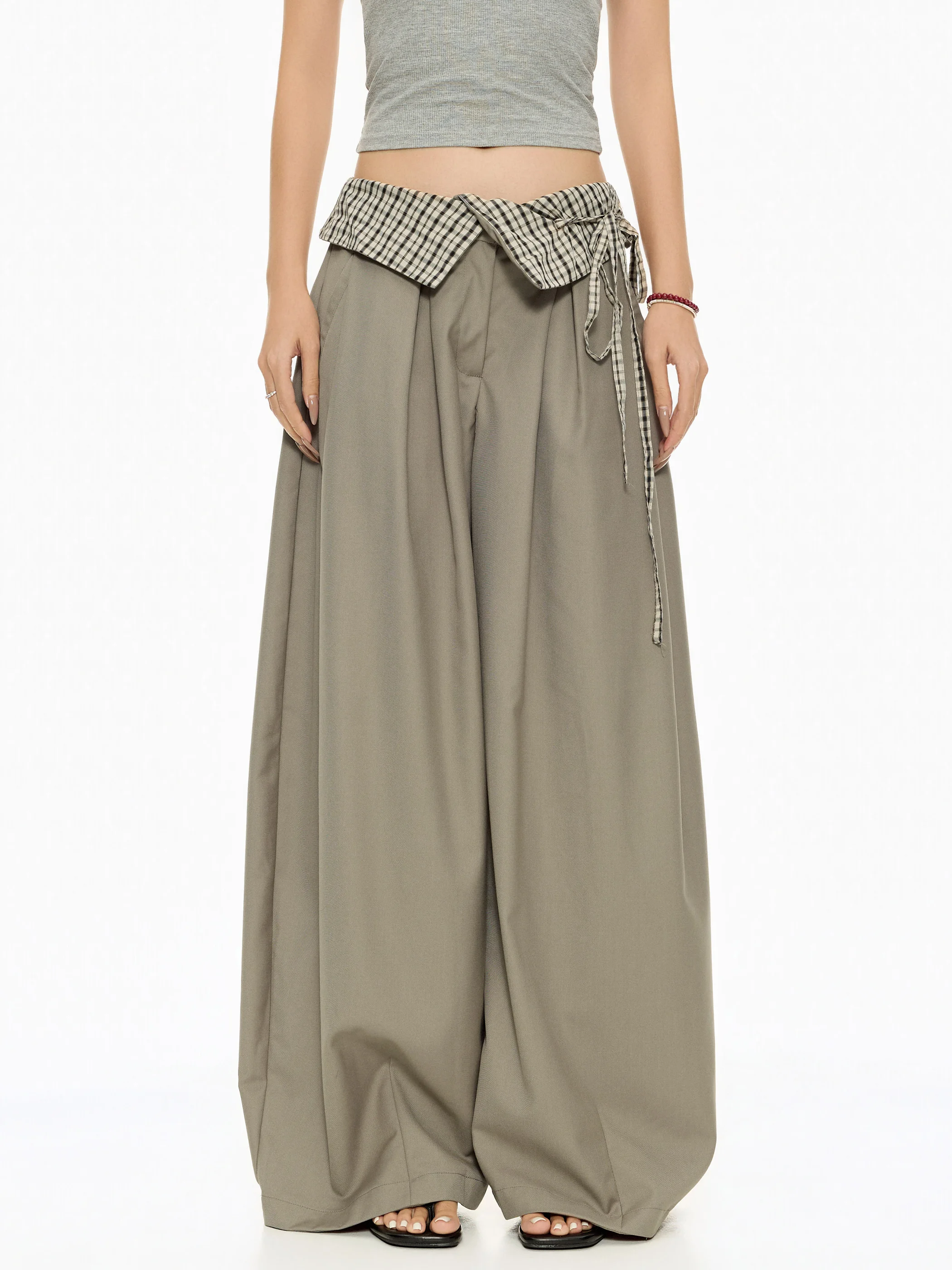 Casual Wide Leg Pants Women's Loose Fit Trousers Belted Cuffed Straight Cut Natural Waist Polyester Viscose Blend Summer 2026