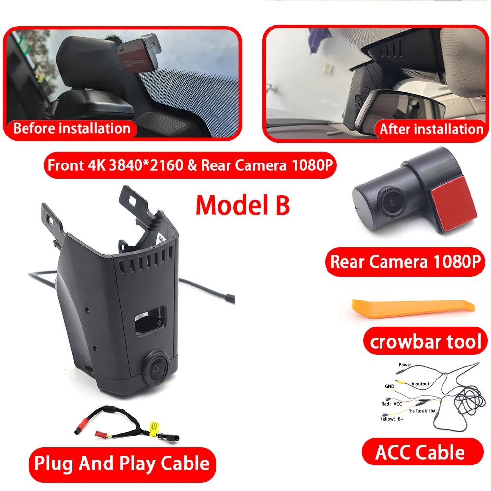 for BMW 5 6 7 Series G30 G31 M5 F90 G32 G11 G12 M6 M7 OEM 4K DVR Dash Cam Front Rear Camera WiFi Video Recorder Plug and Play image 3
