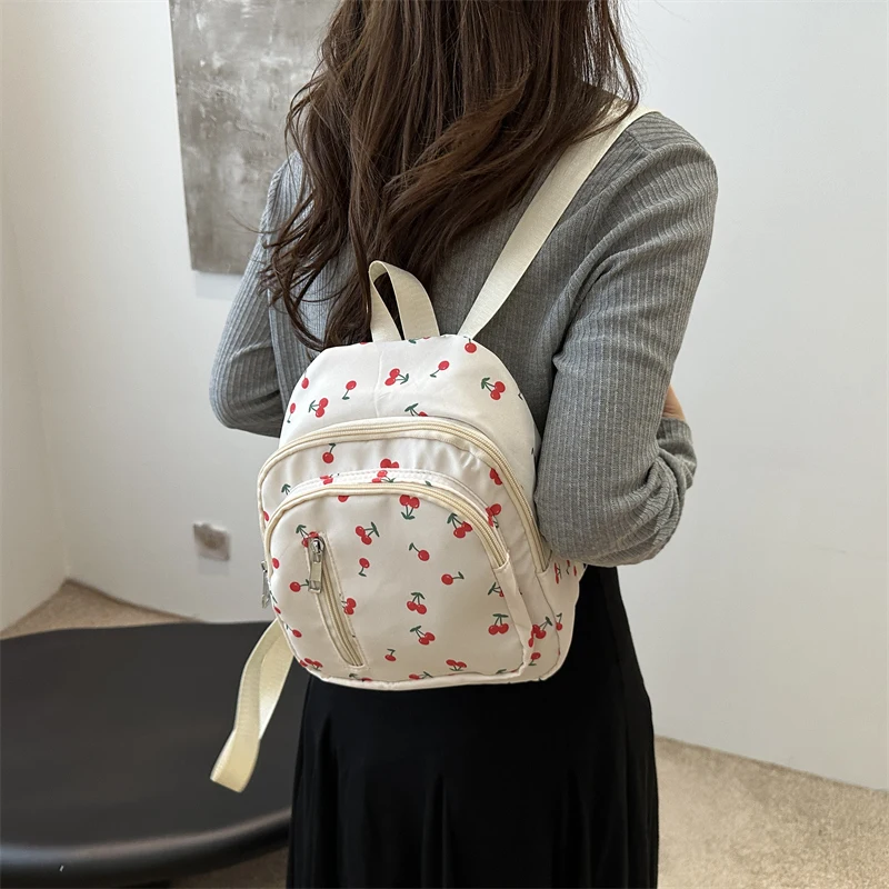Sweet Cherry Printed Women Daily Backpacks Adjustable Strap Students Versatile Shoulder Bags Large Capacity Travel Small Backbag