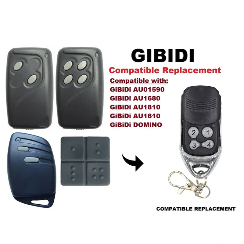 GIBIDI Garage Remote Control 100% Compatible AU01590 AU1600 AU1610 AU1680 AU1810 DOMINO 433MHz Rolling Code Gate Door Opener