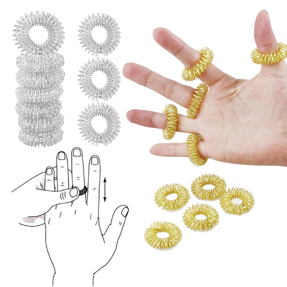

10/20PCS Finger Massage Ring Acupuncture Therapy Stainless Steel Relieve Stress Hand Care Tool Blood Circulation Chinese Medicin