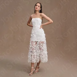 Nueva llegada 2024 vestidos de novia vestidos de novia cortos sin mangas con correas vestido de novia hasta media pantorrilla vestidos de boda personalizados