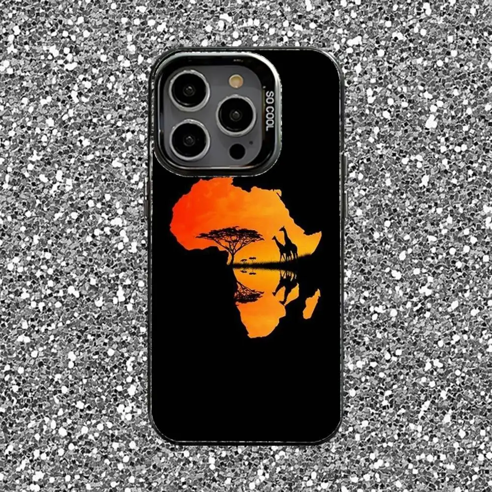 حافظة هاتف Geogra لخريطة أفريقيا لهواتف iPhone 16,15,14,13,12,11,Pro,XS,Max,Plus,Mini,SE غطاء مقاوم للصدمات من الحلوى السوداء غير اللامعة #4