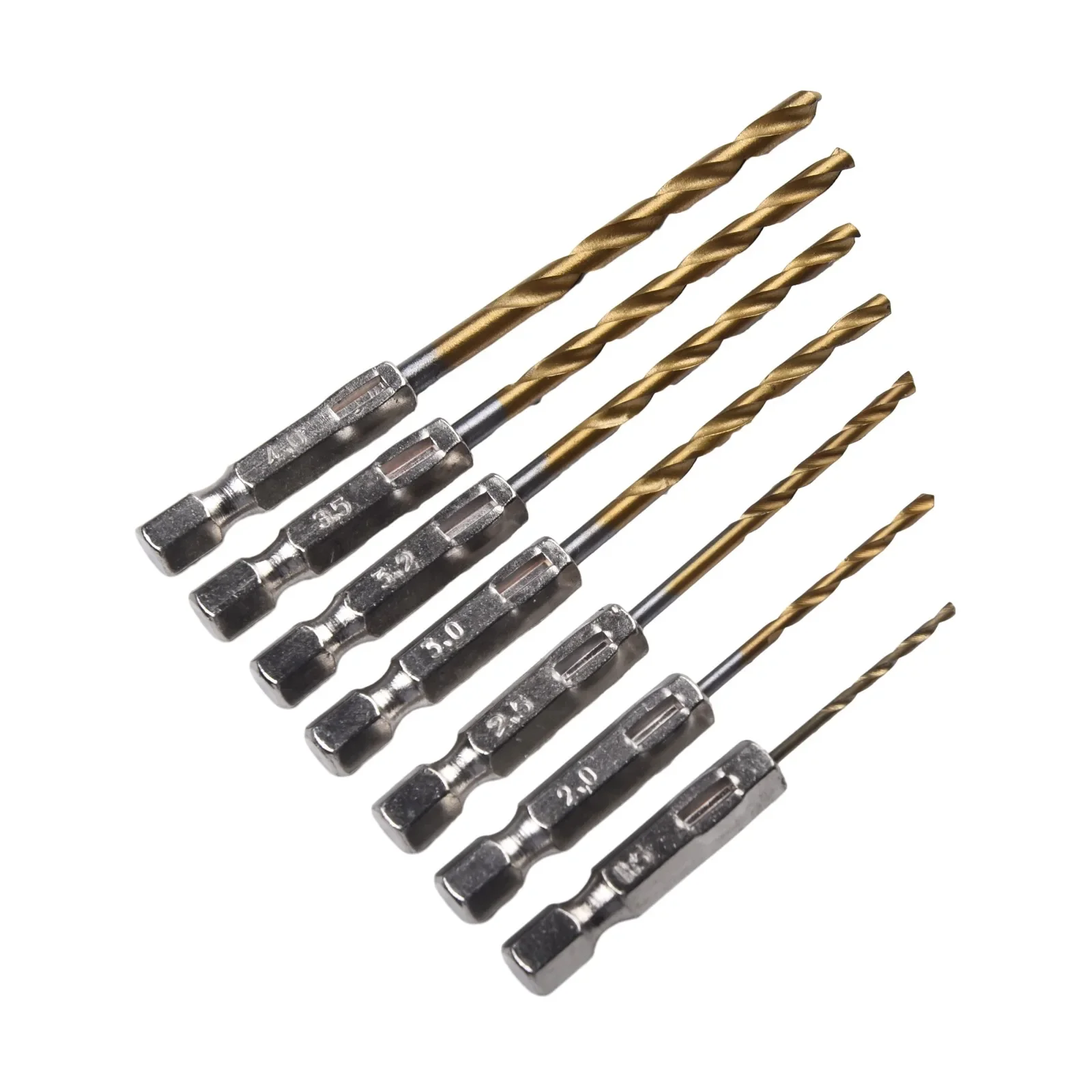 HSS High Speed Steel Drill Bit Collection of 13 Pieces Featuring a Nitride Coating and Convenient Hex Shank Design