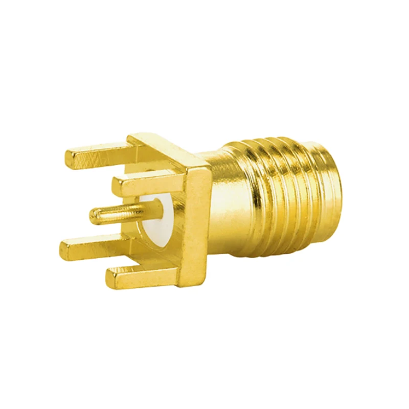 10Pieces RP-SMA Female PCB Panel Edge Mount Connector 4mm SMA Straight Solder RF Coaxial Adapter