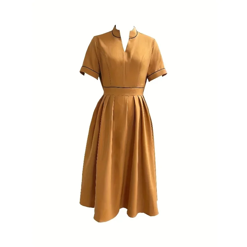 プラスサイズ 1XL-5XL 女性のエレガントなパーティーイブニングドレス半袖パッチワークサッシミッドふくらはぎドレスセクシーなディープ V ネックドレス