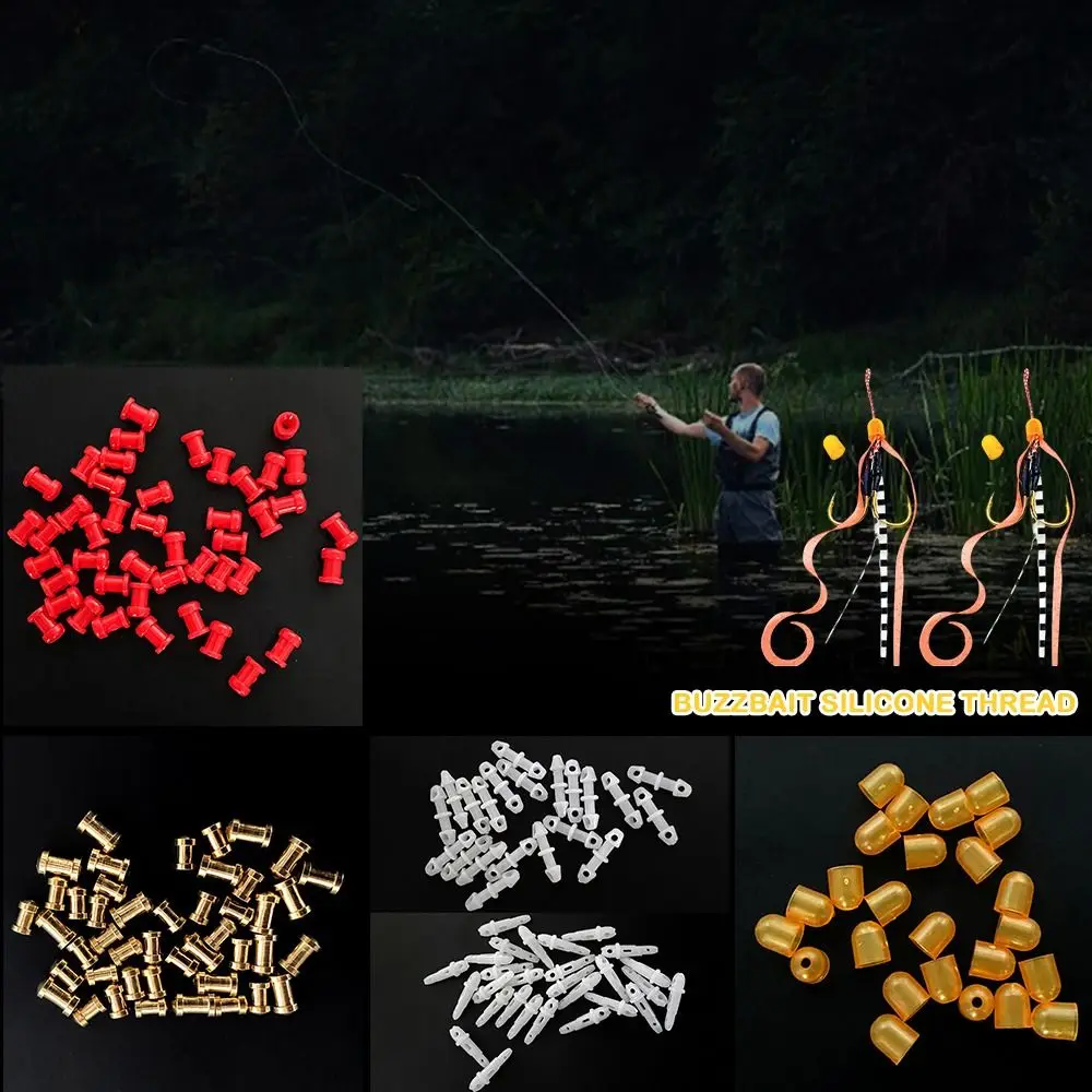 30PCS Copper/Plastic Slide Parts Saltwater Fishing Equipment Snapper Skirts and Rubber Tie Mule Maintenance Supplies 6 Types