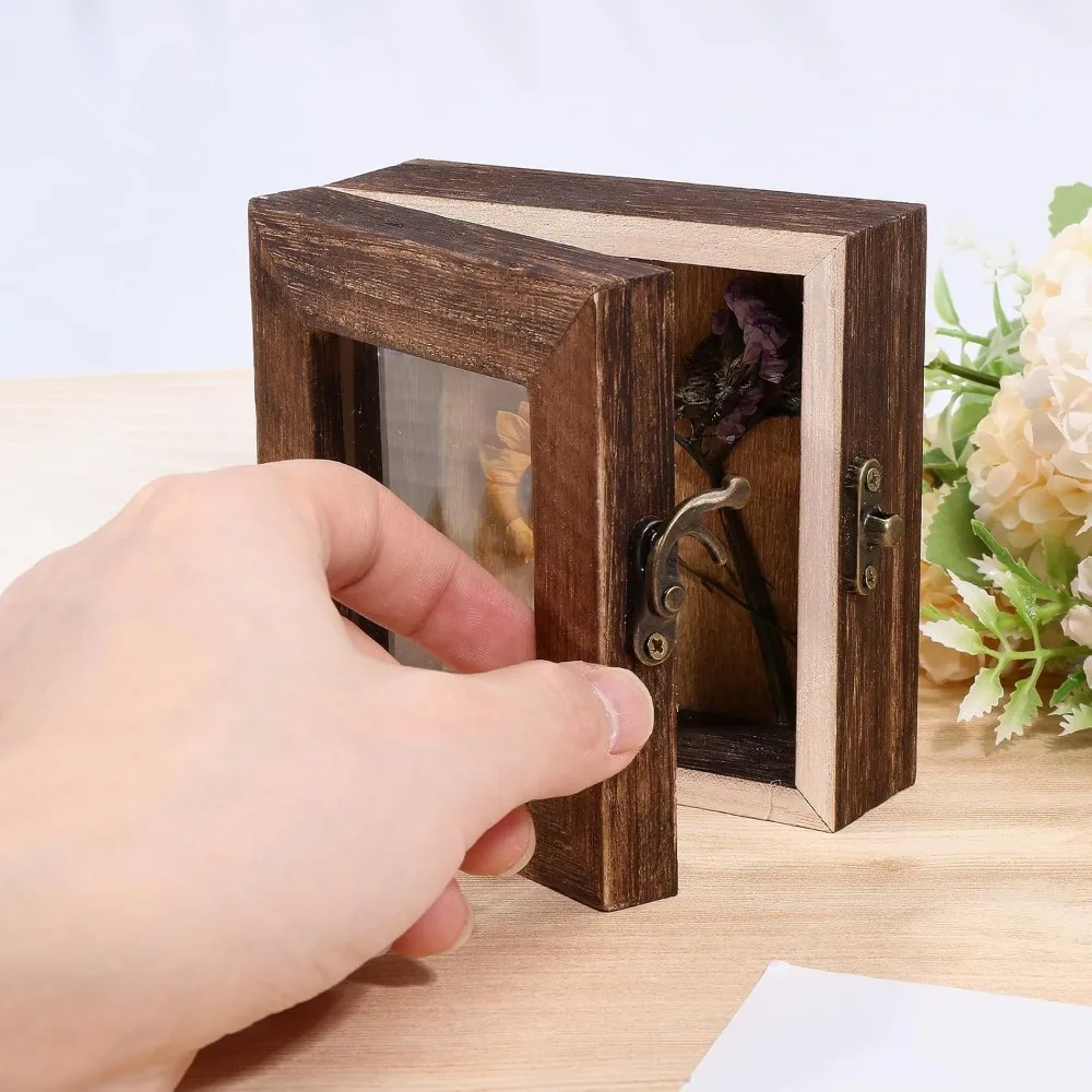 Shadow Box 3D Picture Frame vetrina in legno con scatola di visualizzazione superiore in acrilico trasparente 4 x4in scatola di visualizzazione cornice per artigianato