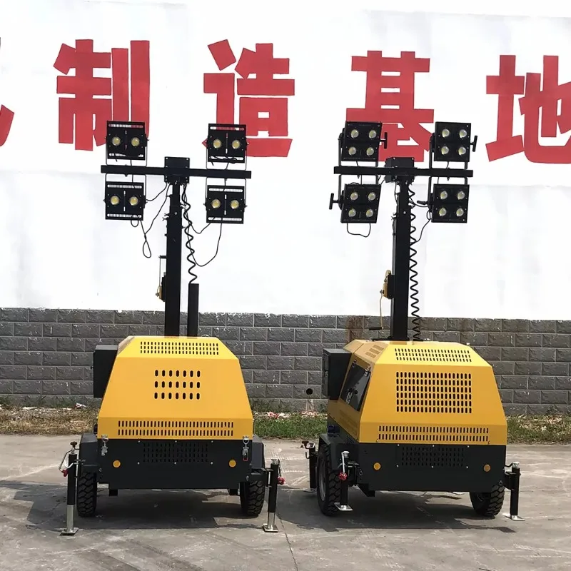 Customize Free Shipping CE EPA  5 M 7 M 9 M Portable Trailer Hand Hydraulic Mobile CE EPA Lighting Tower Portable Light Tower