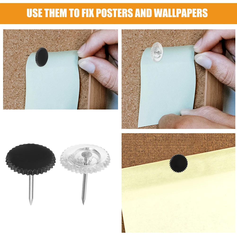 

200pcs Clear Pushpins For Cork Board Office Map Pin Bulletin Wall Tacks Transparent Thumbtacks Drawing Pins Small Fixing Tacks
