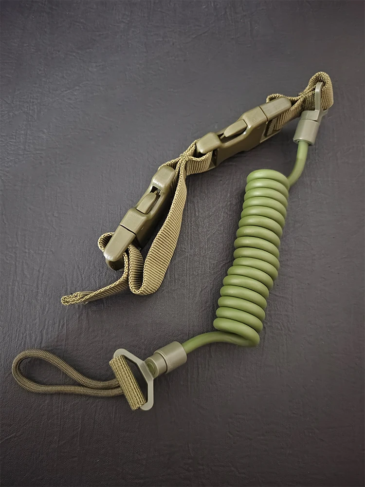 Tactical Anti-lost Elastic Lanyard Rope Spring Safety Strap Gun Rope For Key Ring Chain Flashlight Hunting Accessories