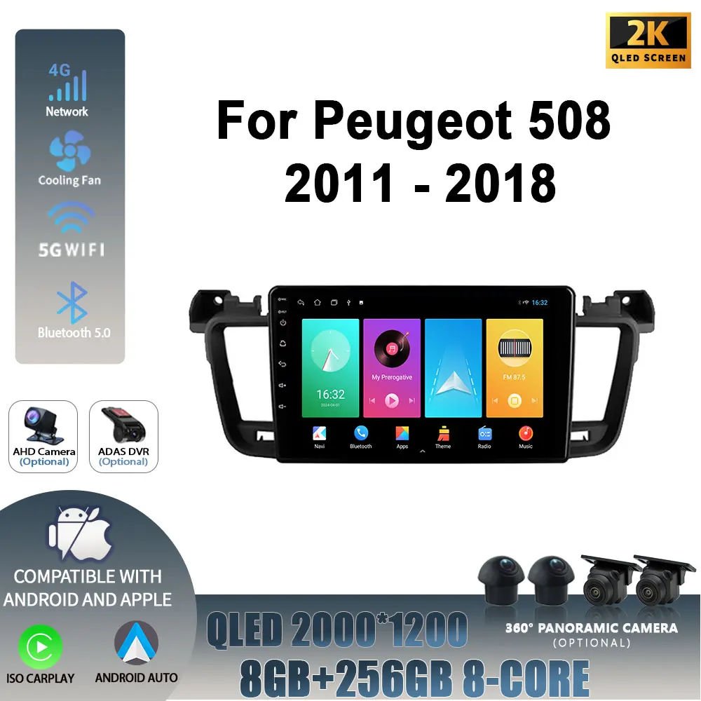 Android 14 For Peugeot 508 2011-2018 Head Unit Wireless Carplay Stereo Screen Car Radio Multimedia Navigation Player WIFI