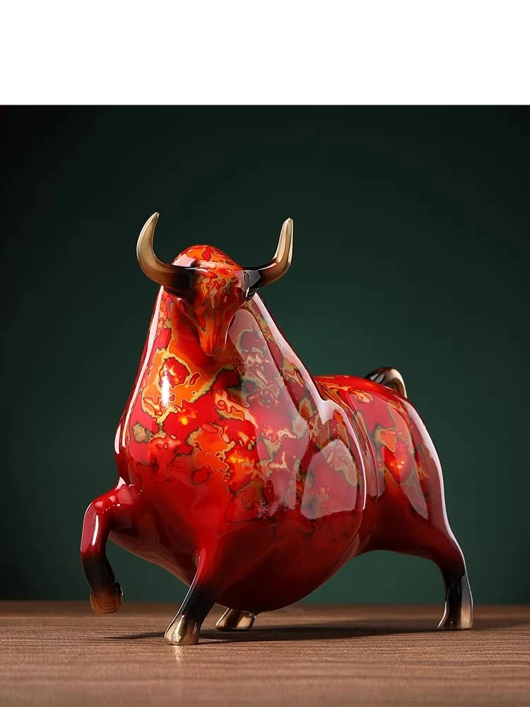Niu Zhuan Qiankun Copper Bull Ornament Mascot Lucky Living Room Wine Cabinet Office Opening Housewarming Gifts