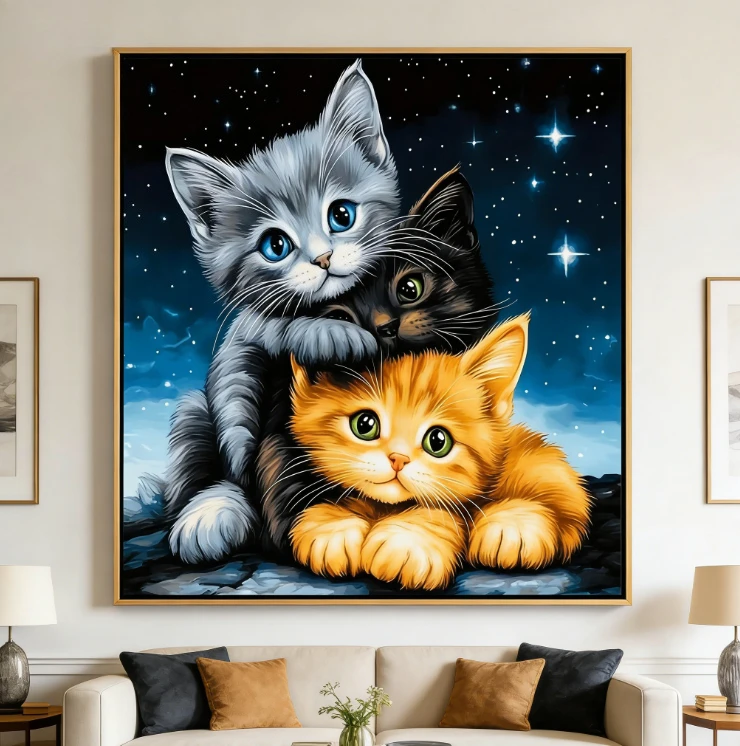 

Three Lovely Cats Animal 1024 PCS Jigsaw Puzzles Challenging Family Activity Game for Gameroom Bedroom Home Decor Gift Frameless