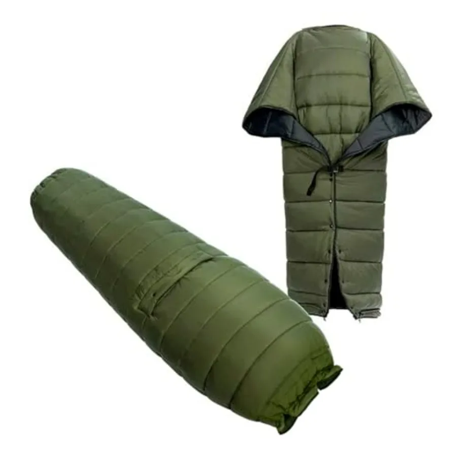 

Camping hammock top quilt with footbox: lightweight, portable sleeping quilt in olive green nylon for backpacking and hiking
