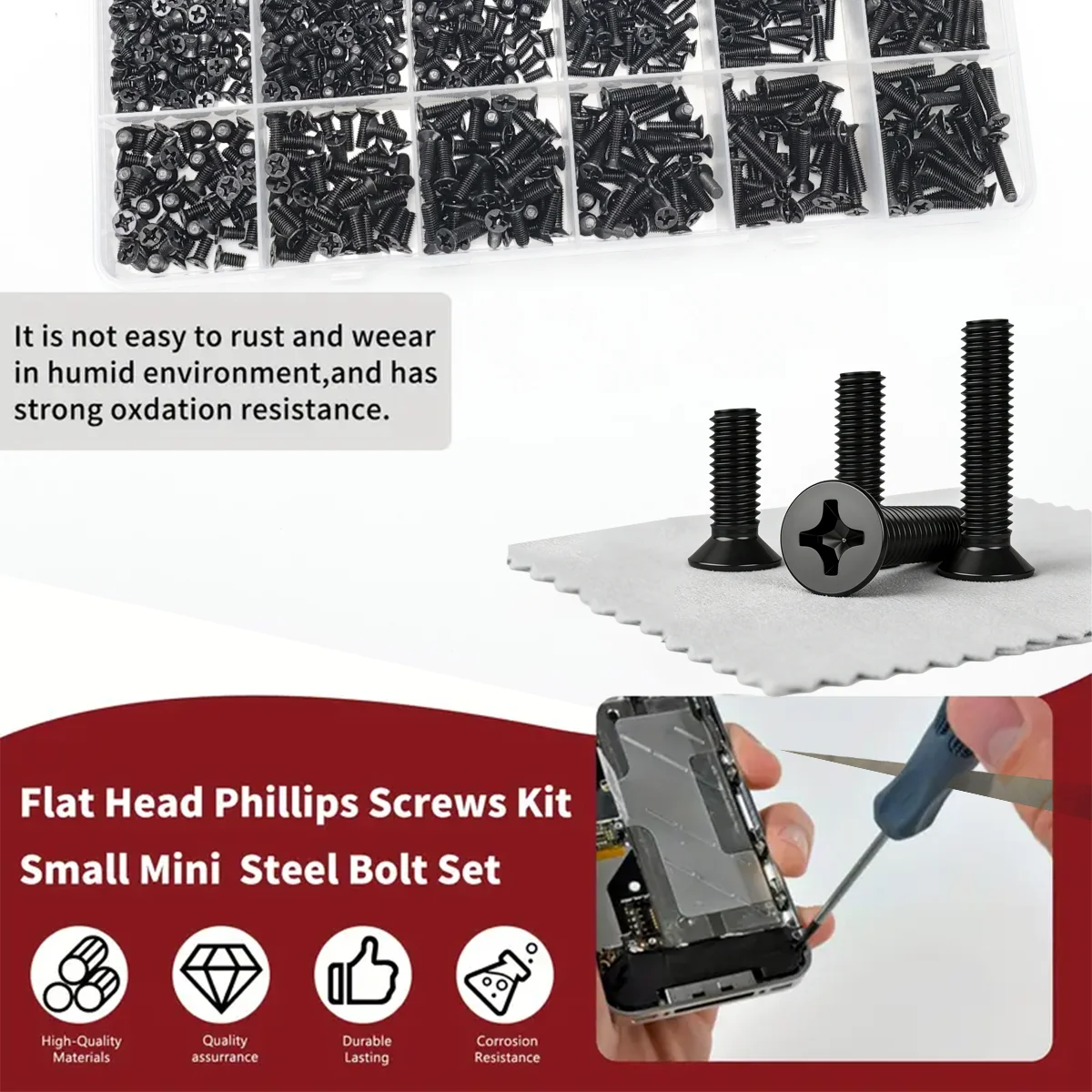 800pcs Small Computer Screws, PC and Laptop SSD Hard Drive CPU Heatsink Screws, Miniature Eyeglass Screws, Electronic Screw Sets
