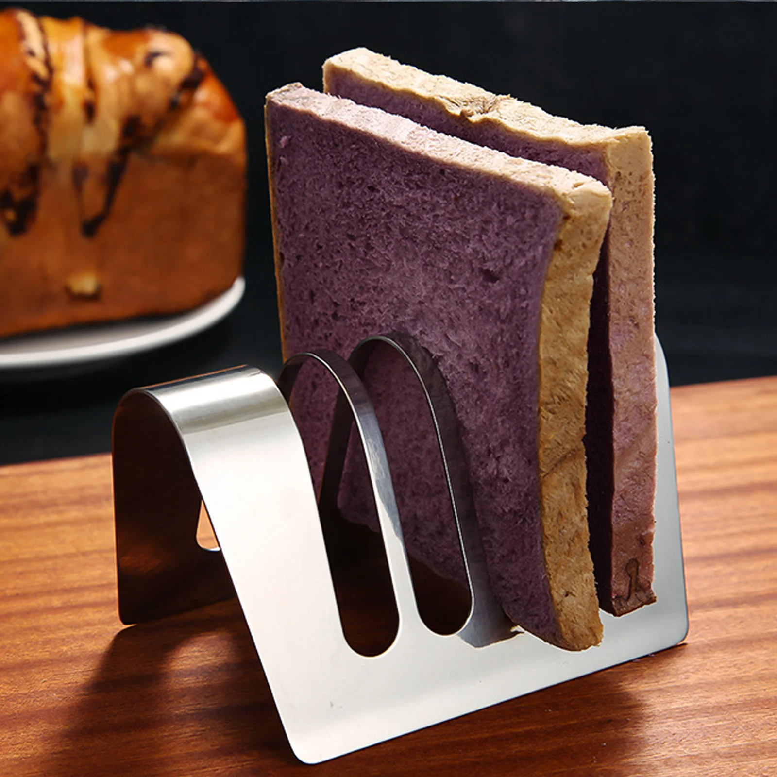 

Bread Rack Stainless Steel Sliced Toast St Breakfast Tray Silver Shelf Strong Food Serving Rack Kitchen Bar Utensils
