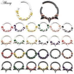 Alisouy 1PC Septum Piercing Surgical Steel Clicker Hinged Segment Ring Goth Nose Hoop Earrings Lip Ear Cartilage Helix Piercings