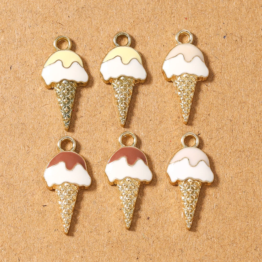 

10pcs New Enamel Ice Cream Charms Pendants for Jewelry Making Necklace Earrings Bracelet DIY Handmade Accessories