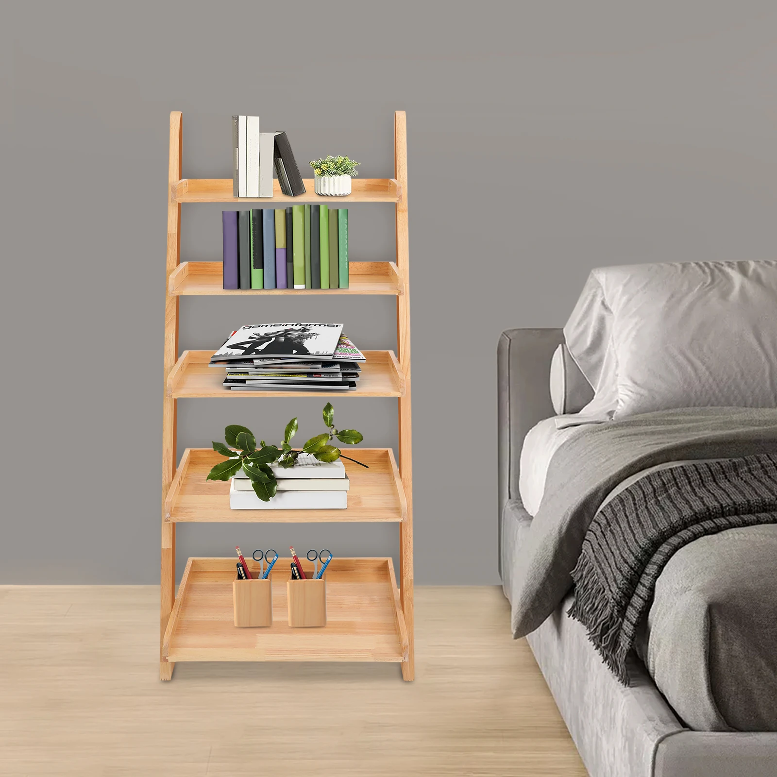 Prateleira de escada, prateleira de exibição inclinada, rack de armazenamento de escada