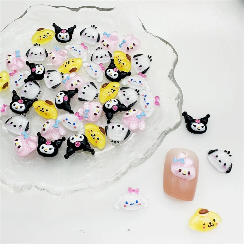 Set di 200 ciondoli per unghie Potdemiel cat Kawaii - Nail art in resina 3D per disegni di unghie festival e regali