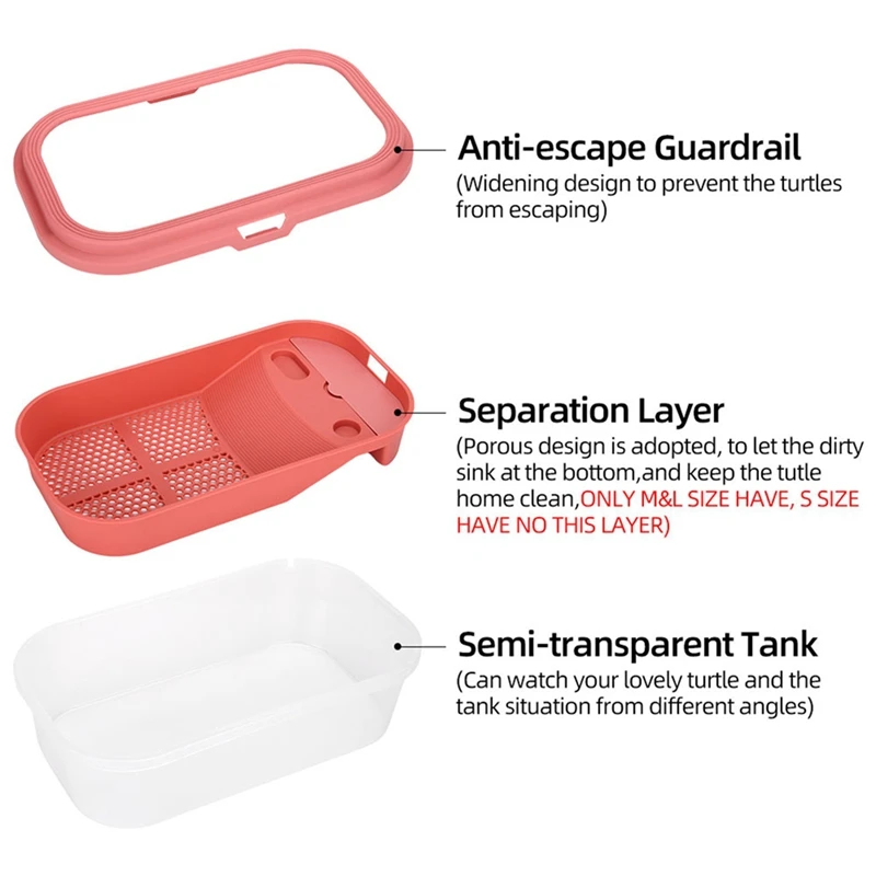 Резервуар для черепахи для домашнего использования с солнечной террасой, рыбой, черепахой, смешанный резервуар для разведения, аквариум для рептилий, розовый тип-A26I
