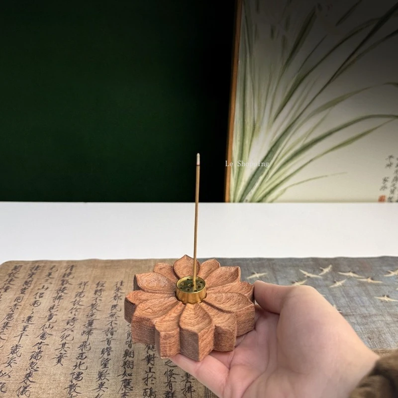 Solid Wood Lotus Nine-Hole Incense Seat Incense Insert/Indoor Sandalwood Agarwood Creative Joss Stick Insert Home Decoration