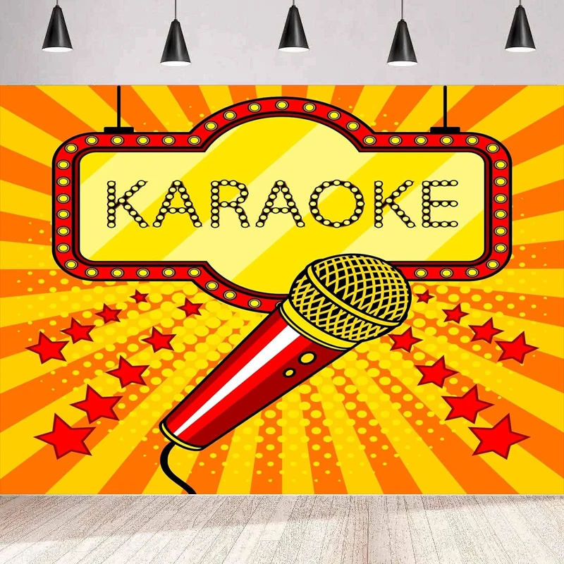 Photography Backdrop Karaoke Microphone Rock Roll Rock Star Concert Music Background Home Party Backdrop Wall Banner Poster