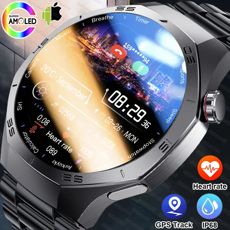 

2025 New GT5 Pro GPS Track Smart Watch Men Watch 5 Pro 360*360 AMOLED Screen Bluetooth Call NFC Heart Rate IP68 SmartWatch Women