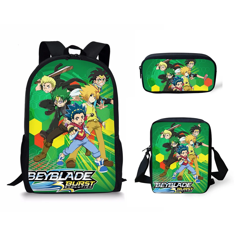 

Trendy Popular Cartoon Beyblade 3D Print 3pcs/Set pupil School Bags Laptop Daypack Backpack Inclined shoulder bag Pencil Case