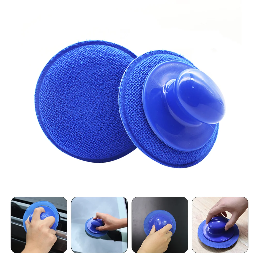 

2 Pcs Car Waxing Sponge Automotive Detergent Pad Wiper Abs Plastic Polyurethane Polishing With Handle