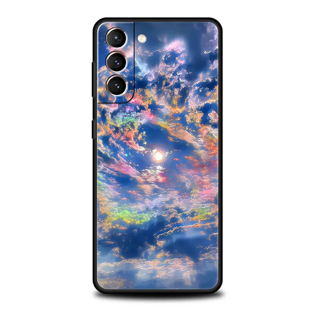 Phone Case For Samsung Galaxy S24 S23 Ultra S22 S21 S20 FE 5G S10 S10E S9 Plus S8 Soft Silicone Black Cover Earth Stars Space