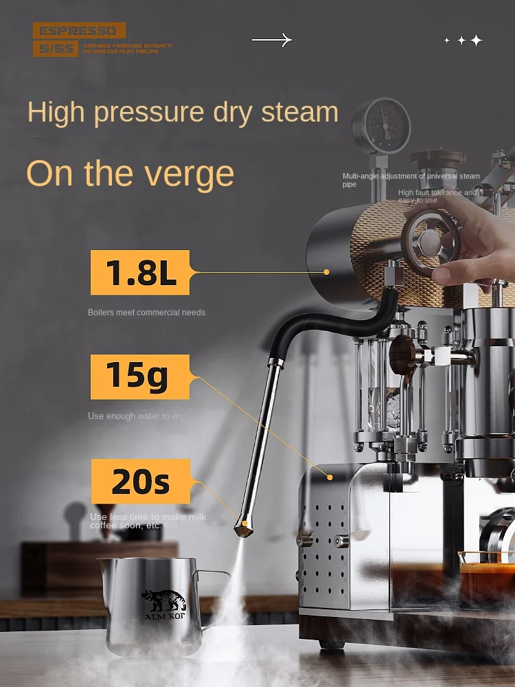 Hand Pressure Coffee Machine Household Espresso Coffee Machine Aleman Manual Pull Rod Steam Frothed Milk