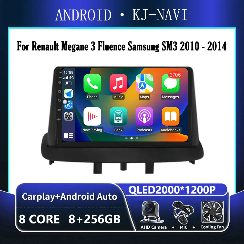 

Android 14 Carplay For Renault Megane 3 Fluence Samsung SM3 2010 - 2014 Audio Stereo Car Radio Multimedia Player GPS Navigation
