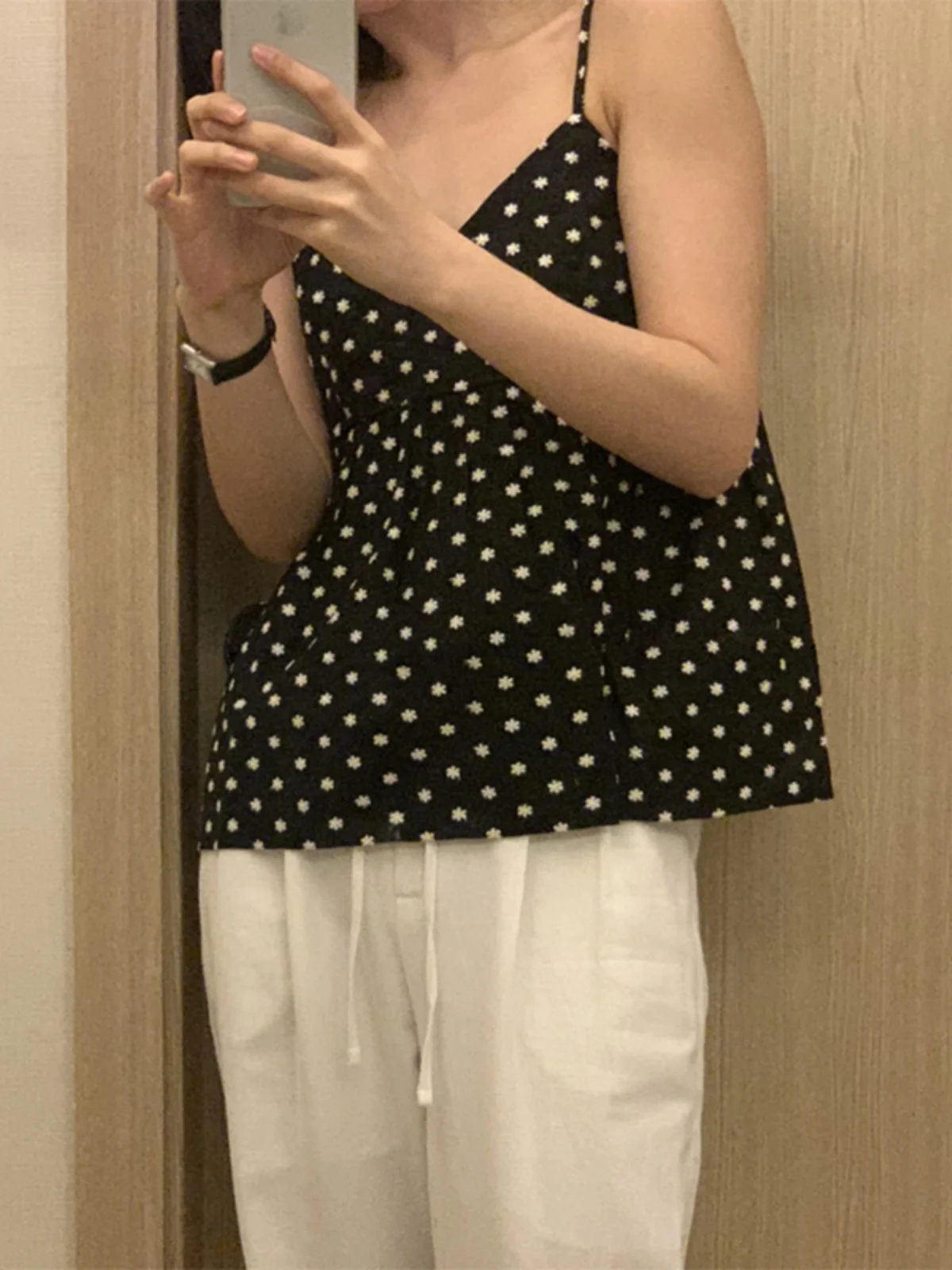 

Новинка лета, топ на бретелях с цветочным принтом, женская свободная майка для похудения, молодежная кукла irt Sle Faionable