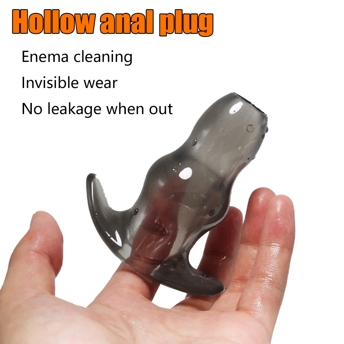 قابس شرجي مجوف شفاف لتنظيف حقنة شرجية، قابس مؤخرة من السيليكون يمكن ارتداؤه مع تصميم مانع للتسرب، موسع نفق مرن ناعم i #1