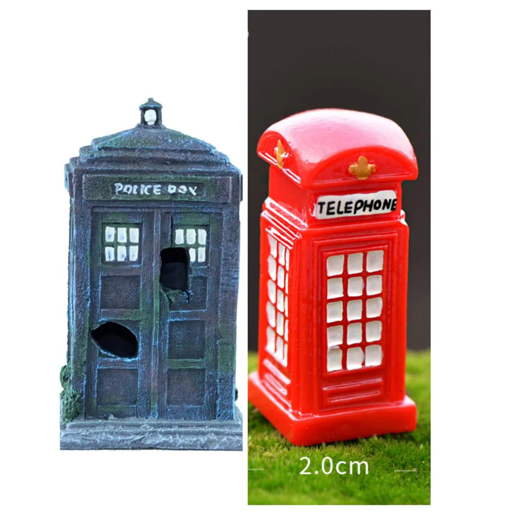 

1Pcs Fish Tank Ornament Shabby Resin Police Box Large Sky Blue Aquarium Decoration Realistic Shelter Decorative Accessories