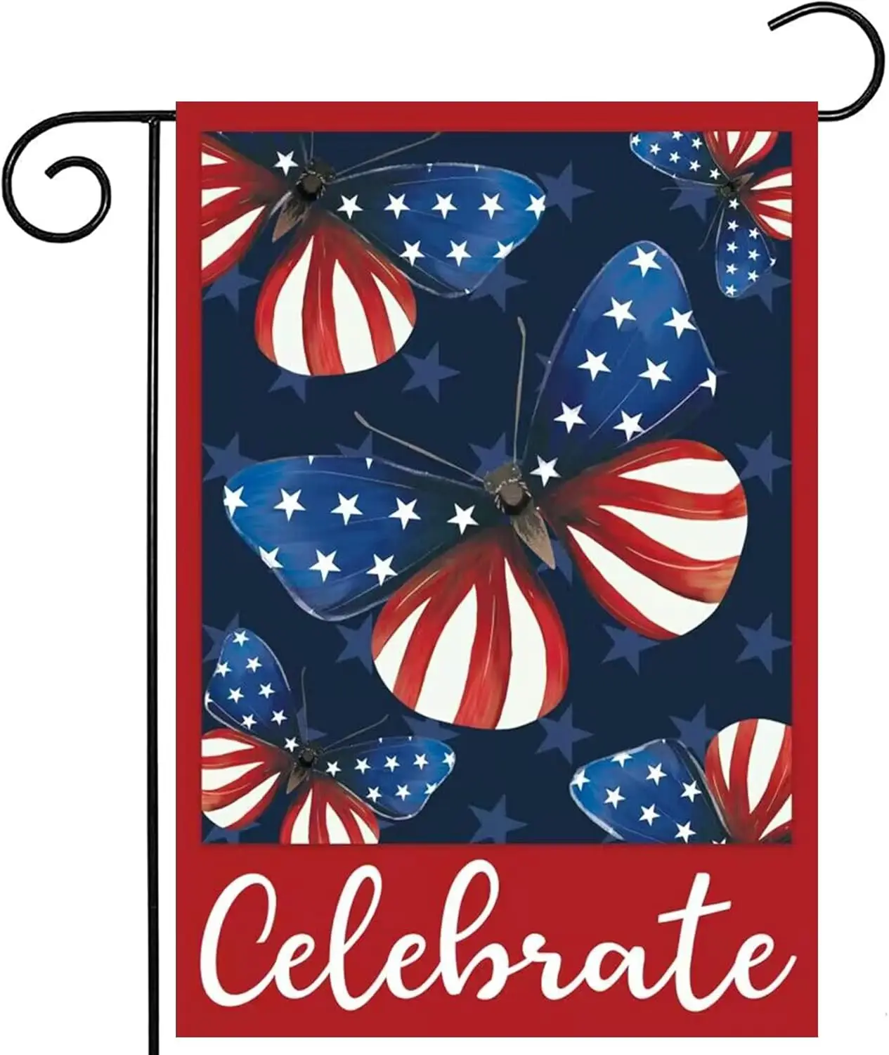 Morigins 4th of July Celebrate USA Patriotic Garden Flag Double Sided Butterflies Memorial Independence Day Freedom Yard Decorat