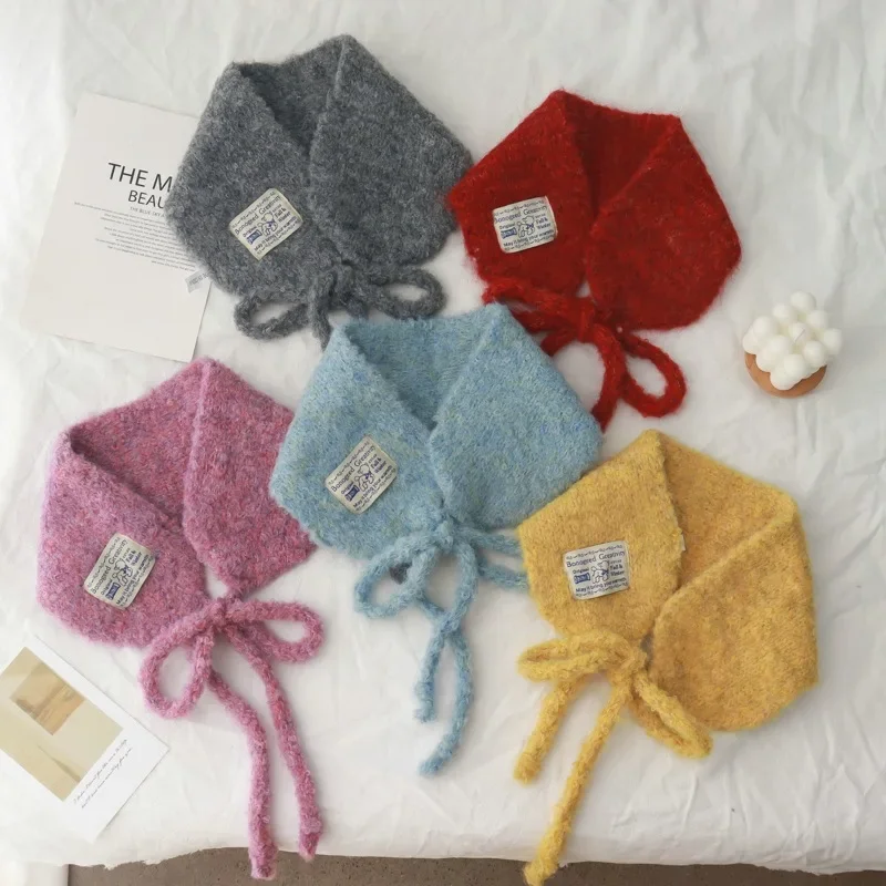 الكورية نمط لطيف متعددة الأغراض صوف الضأن الدانتيل متابعة وشاح غطاء للأذنين الإناث الدافئة جميع مطابقة الوجه يبحث غطاء للأذنين الصغيرة قبعة وشاح #3