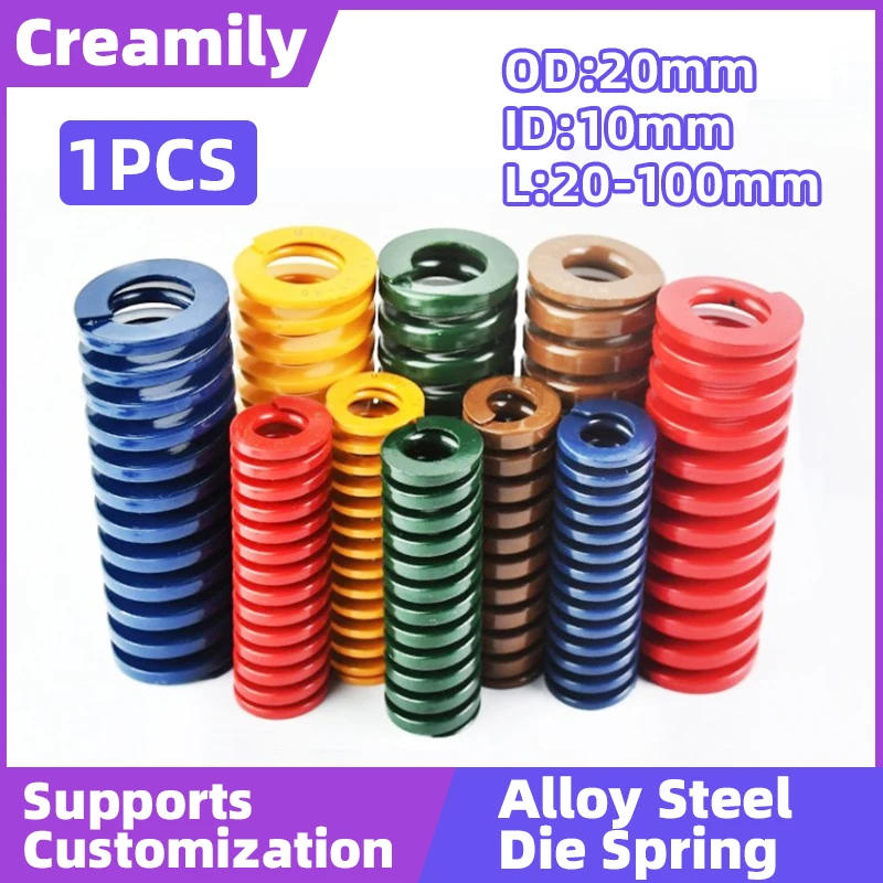 Creamily 1PCS Mould Die Spring Rectangular Spring Alloy Steel Compression Springs Outer Dia20mm Internal Dia10mm Length=20-100mm