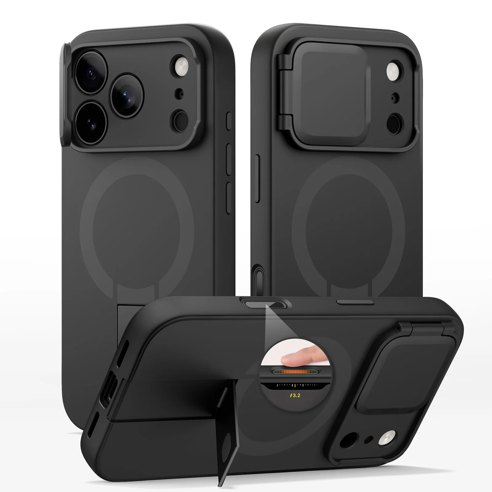 

For iPhone 17 Pro Max/17 Pro/17 Air/17 Magnetic Camera Control Cover Adjustable Kickstand Shockproof Case