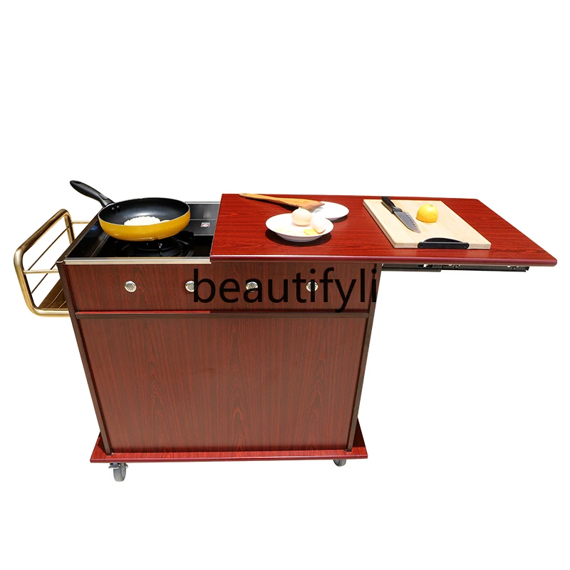 عربة طعام متنقلة جديدة متعددة الوظائف قابلة للسحب، عربة طعام للطبخ على شكل أذن البحر #2