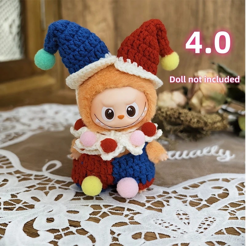 

For Labubu 4.0 Pin For Love Clothes Clown Suit Hand Hook Overalls For Mini Labubu Clothing Accessories Christmas Decorations