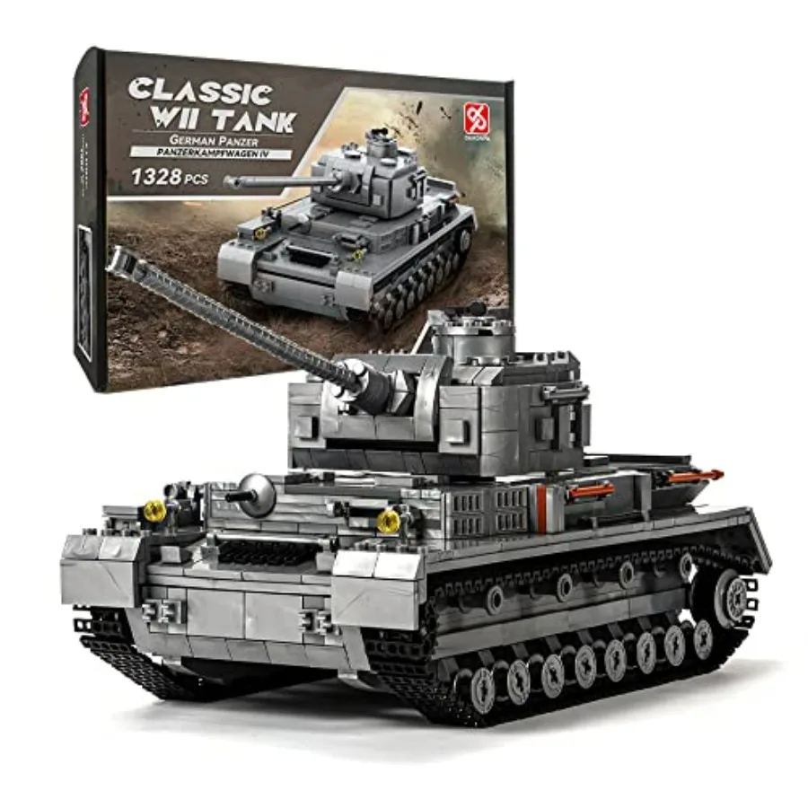 

Panzer- Tank Army Building Block 1328 PCS WW2 Military Historical Collection Model with Soldier Figures Red Blue Green Toys Gif