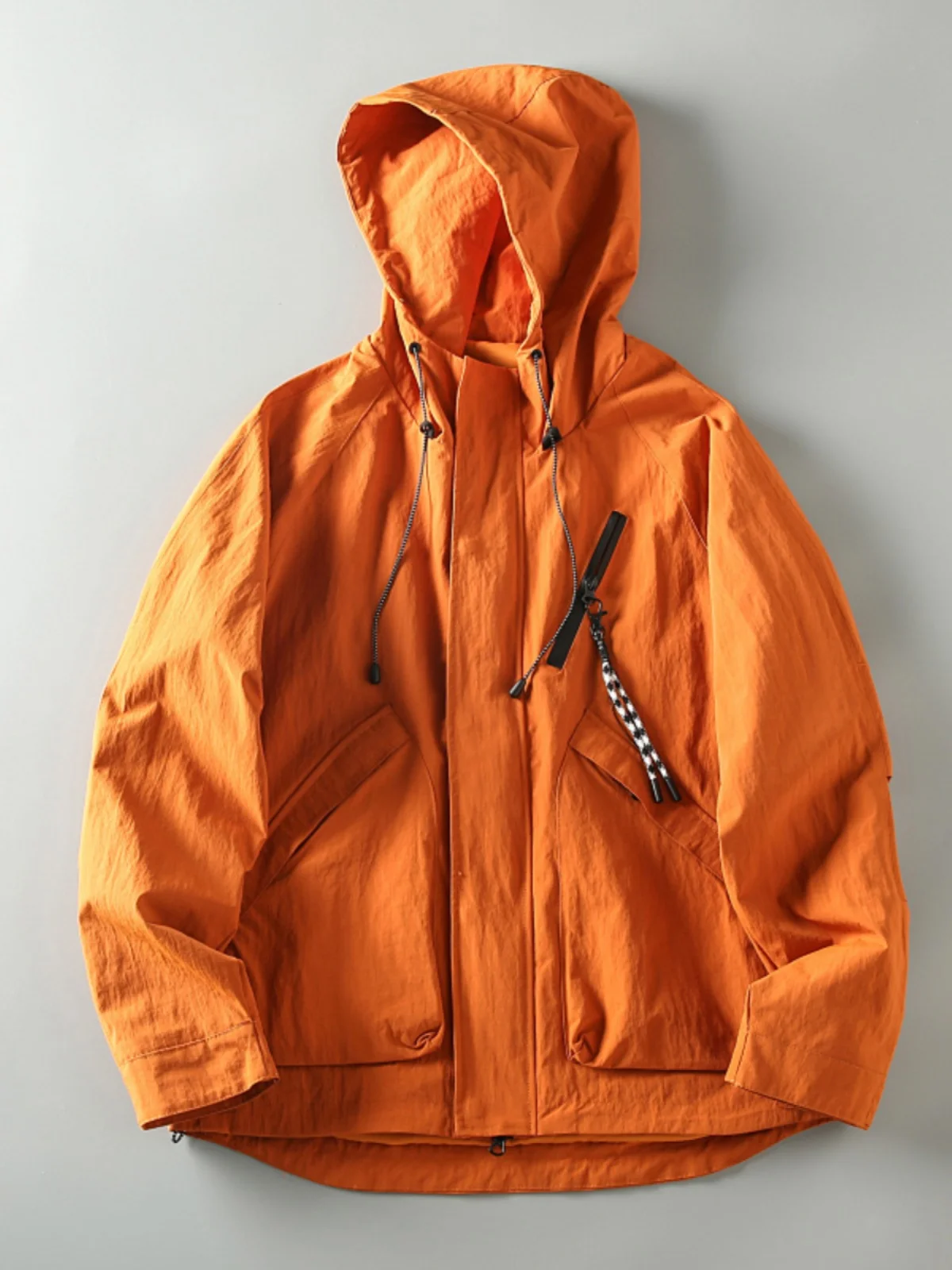 

Men's Loose Fit Windproof Waterproof Qui Dry Outdoor Jaet Zipper Hooded Coat Spring Autumn Youth Faion Basic Sle