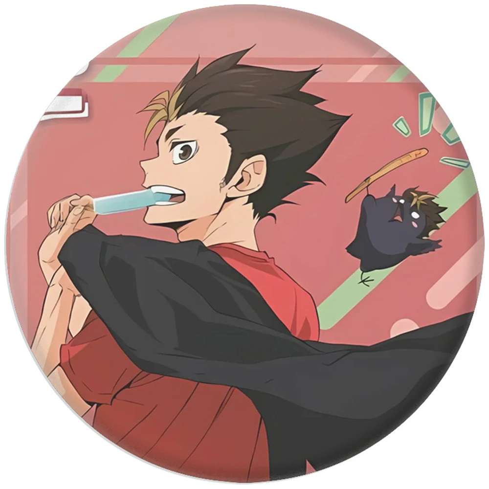 58 มม. อะนิเมะ Haikyuu!! Yu Nishinoya Ryunosuke ทานาคาคอสเพลย์เครื่องแต่งกาย Badge Pin SPTE Tinplate เข็มกลัด ﻿   พร็อพ กิลฟ์