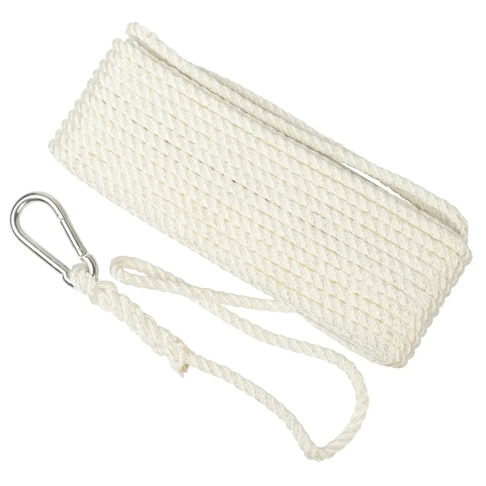 3/8"x50' Nylon Marine/Boating Twisted Anchor Line - สีขาว ความยาว 50 ฟุต