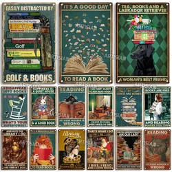 Artisian Reading Vintage Metal Sign Read Book Tin Plaque Girl Loves Books Classic Decorative Poster Wall Decor Garage Bar Pub